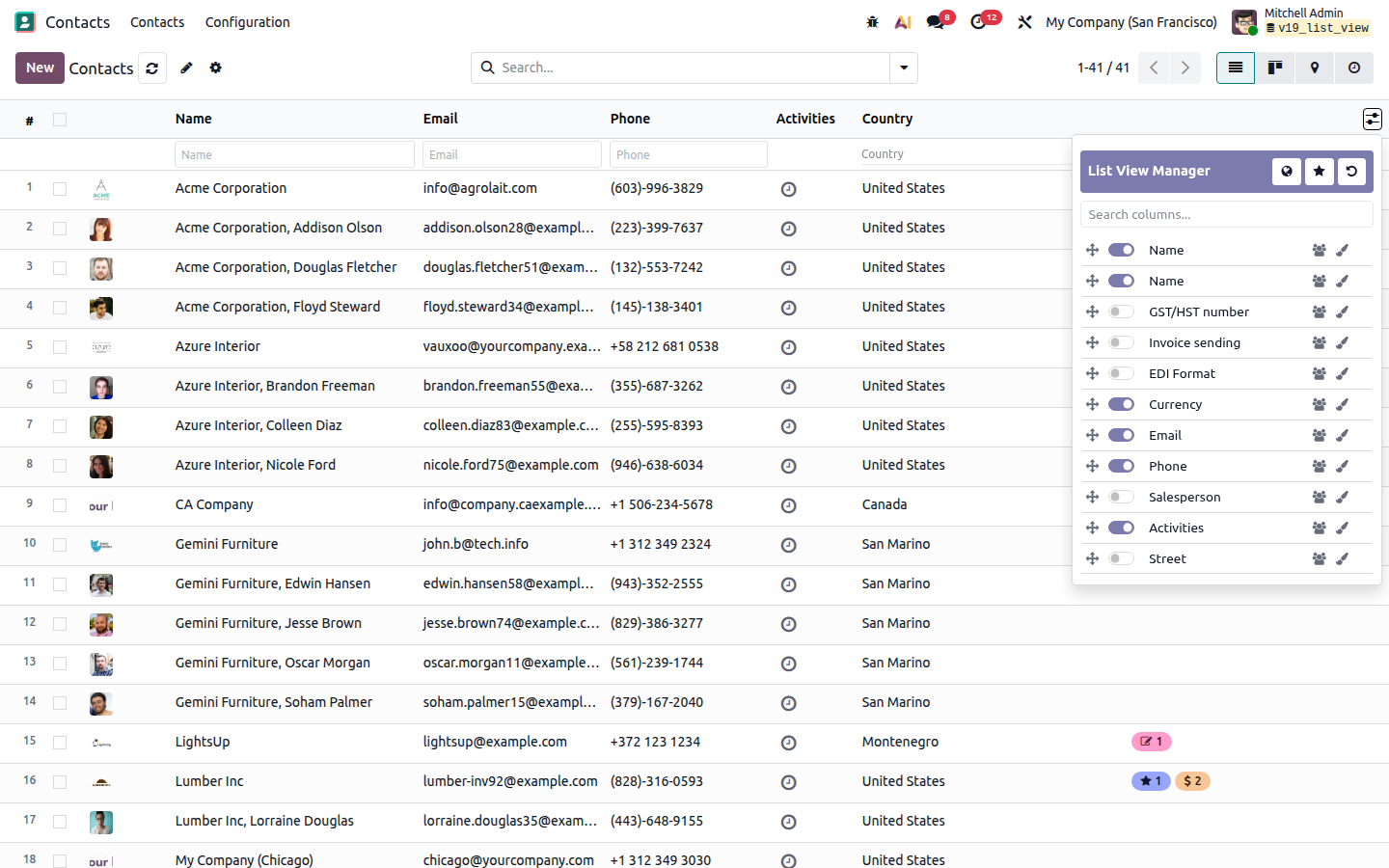 Dynamic List — Column Manager