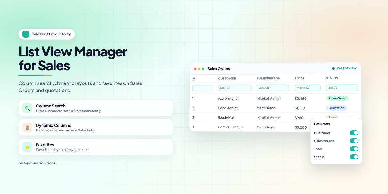 List View Manager - Sales overview