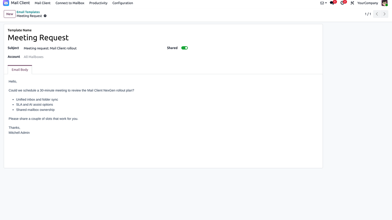Email templates — this app