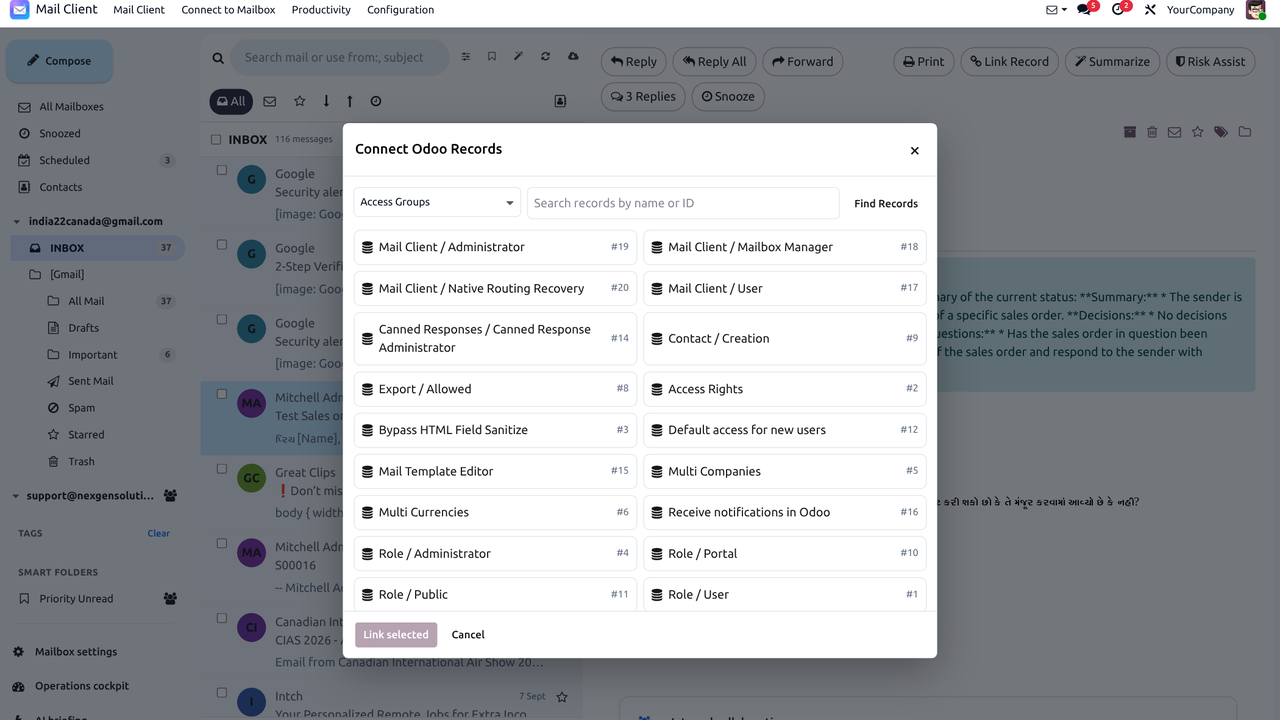 Link emails to Odoo — this app