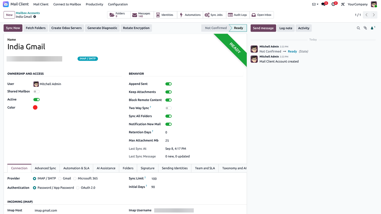 Mail Client configuration — this app