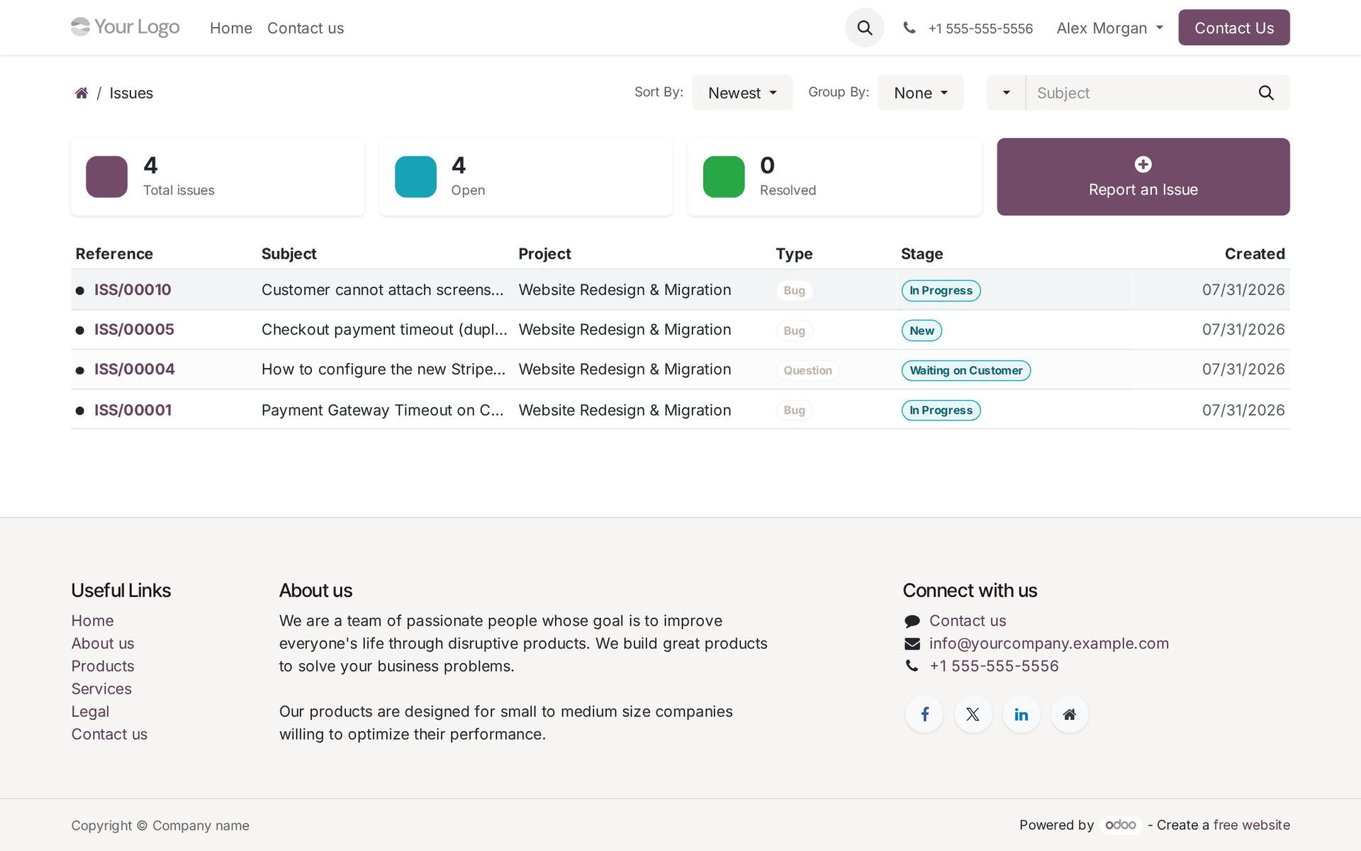 Customer Portal — My Issues
