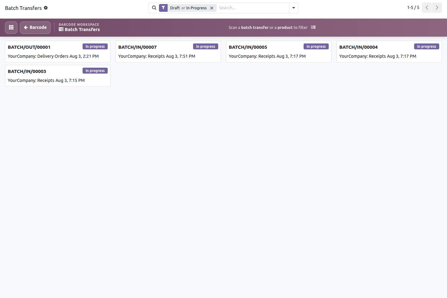 Stock Barcode CE workflow