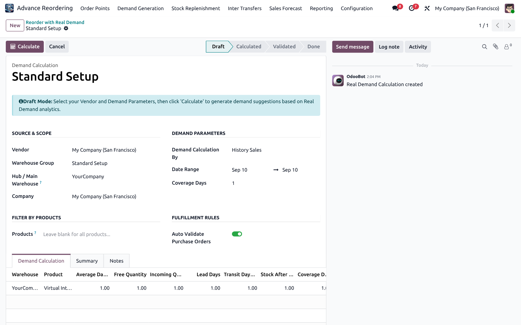 Real Demand calculation form