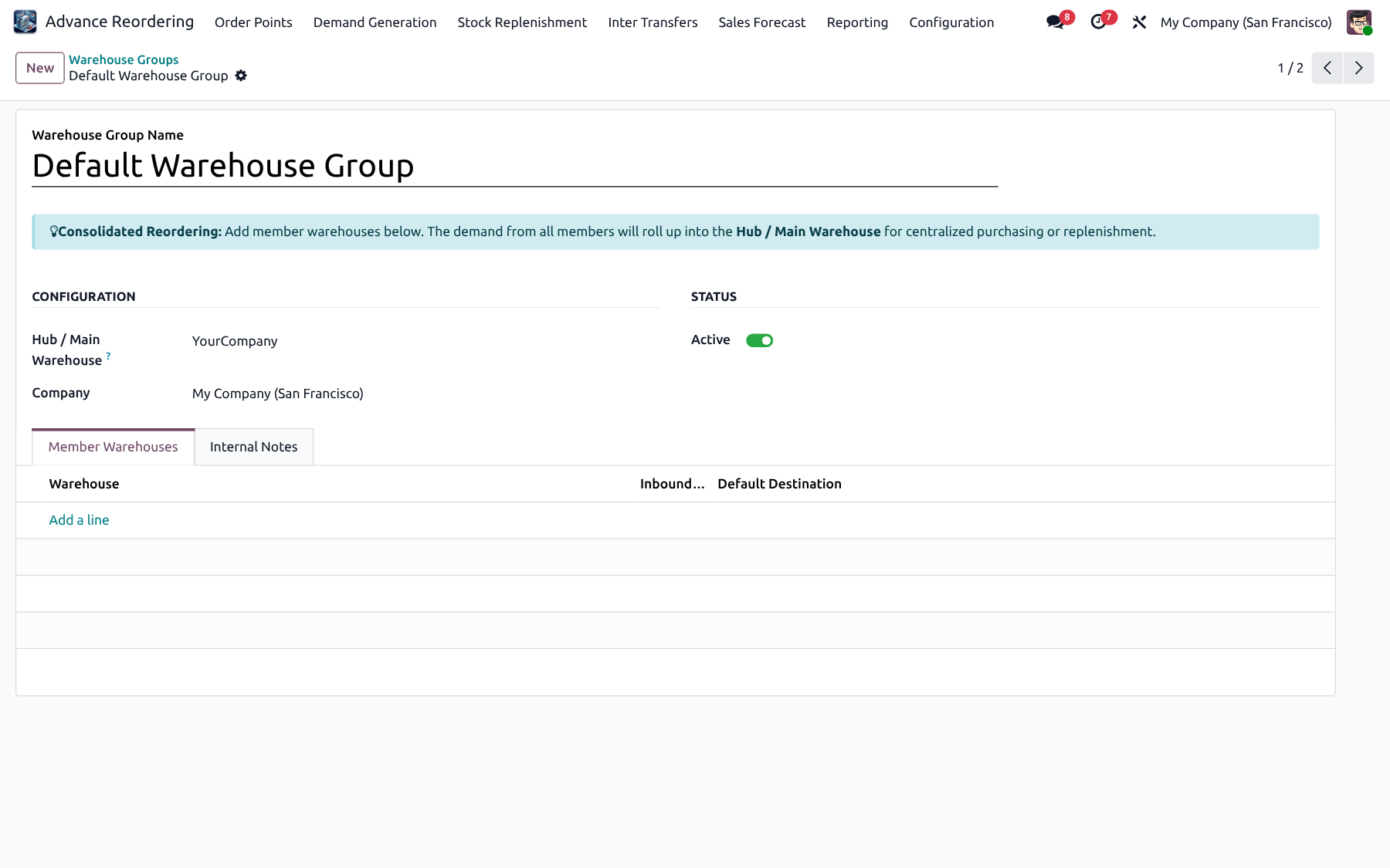 Warehouse Group form