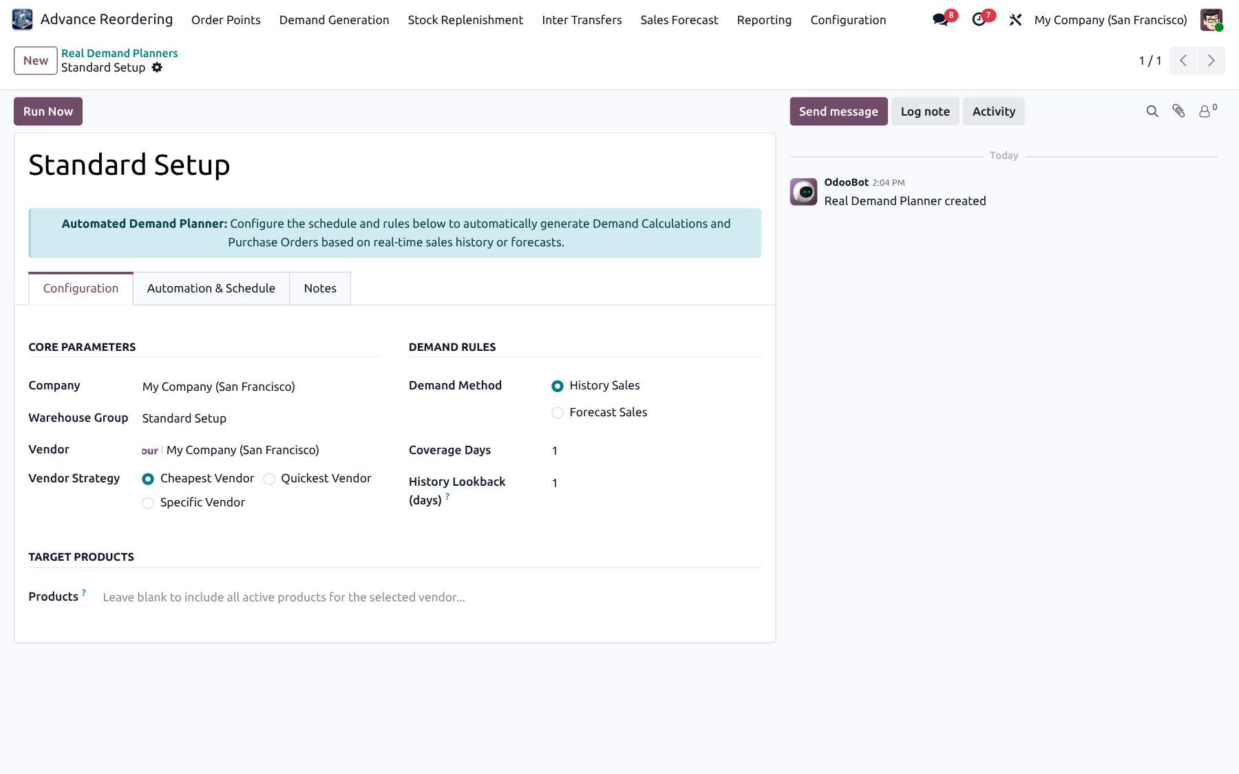 Real Demand Planner form