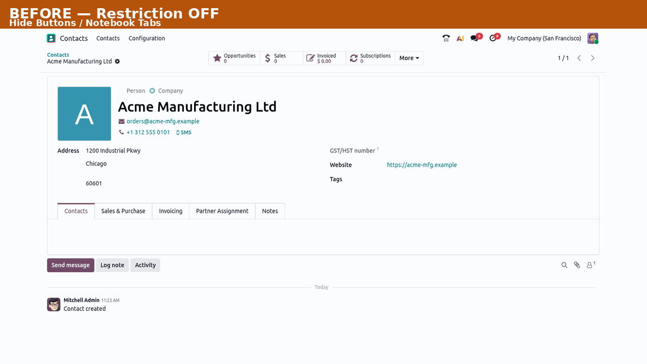 Hide Buttons / Notebook Tabs / Kanban Links — this app