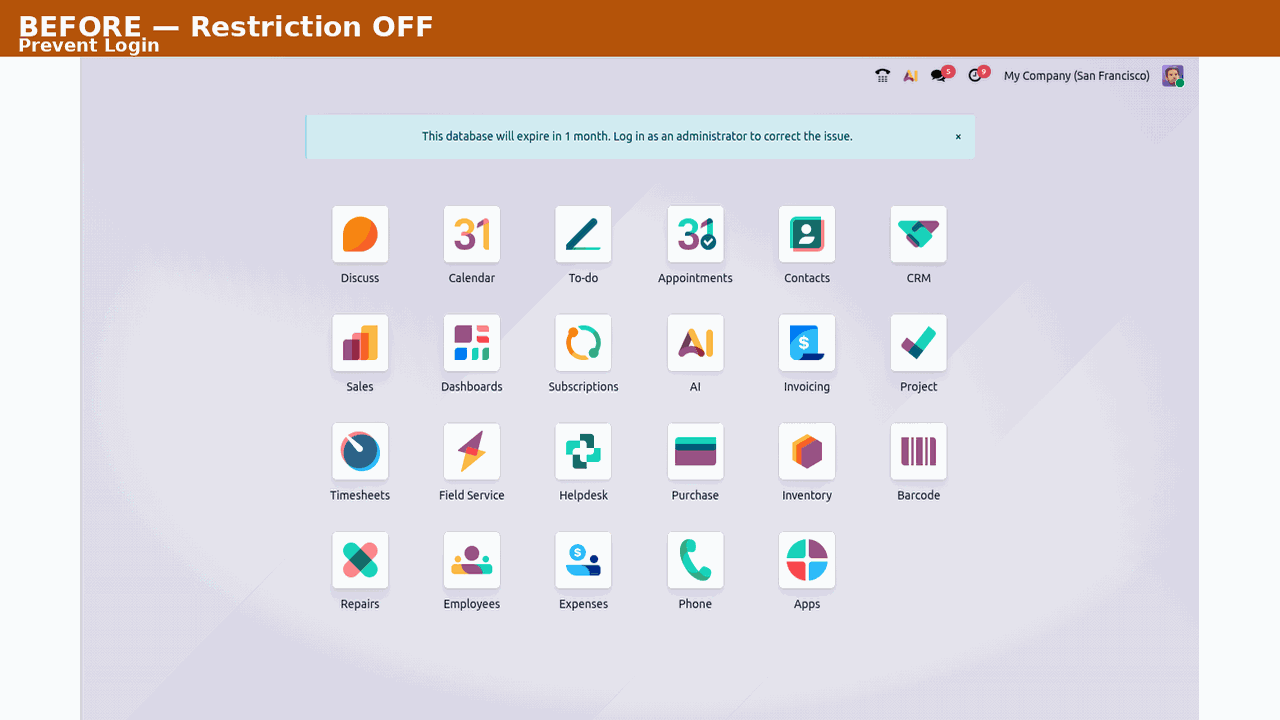 Prevent Login — this app