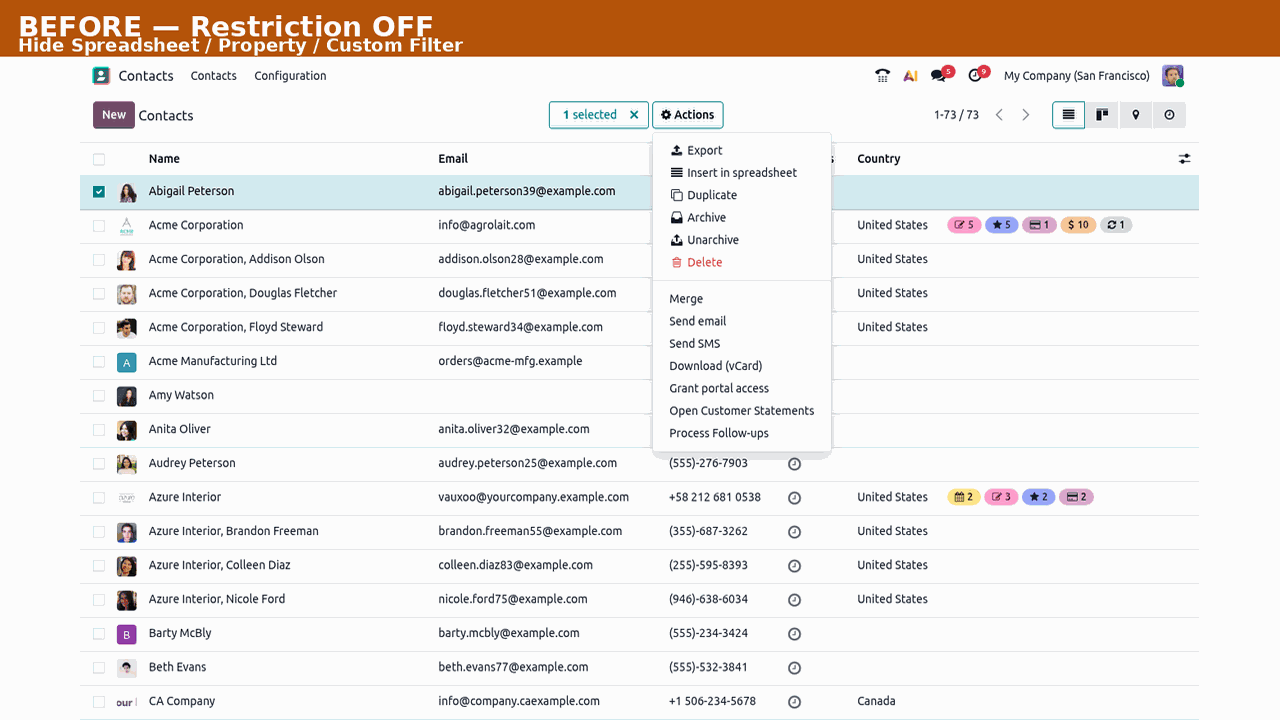 Hide Spreadsheet / Add Property / Custom Filter — this app