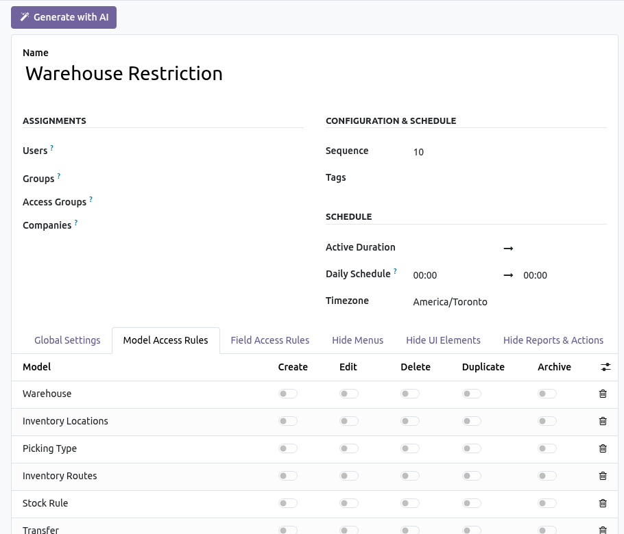 Full model restriction workspace — this app