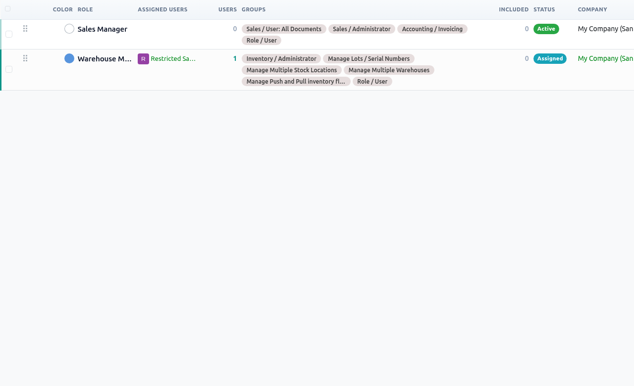 Bundle Odoo groups into reusable Roles — this app