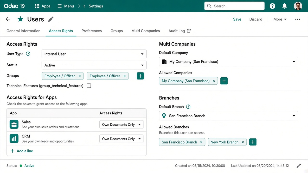 Assign branch on users