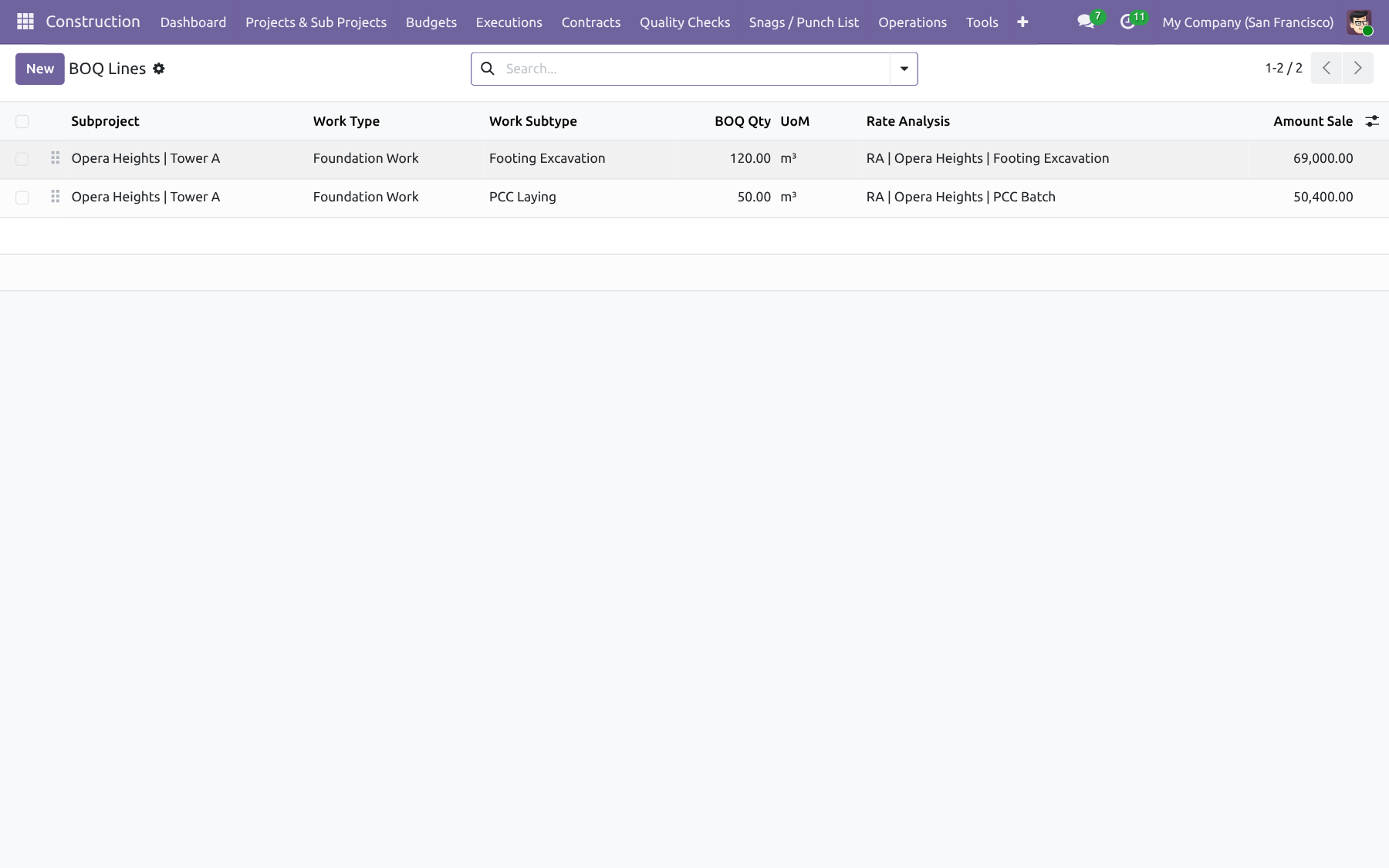 Bill of Quantities (BOQ) — Construction Management NexGen